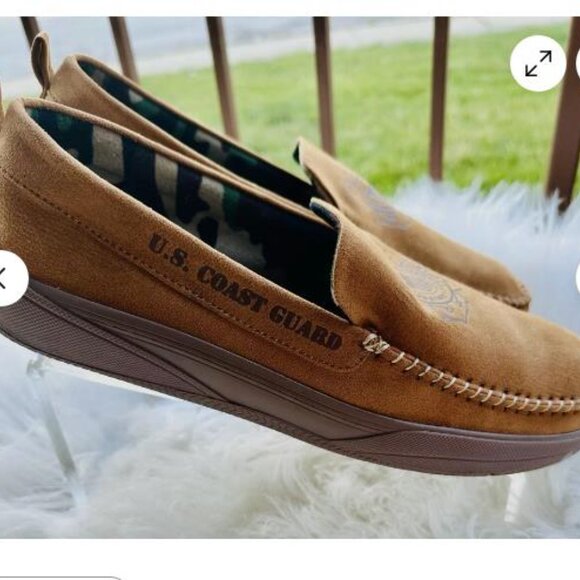 US Coastguard BRADFORD EXCHANGE Men's Faux Suede Moccasins Slippers Size 12 - Picture 3 of 7